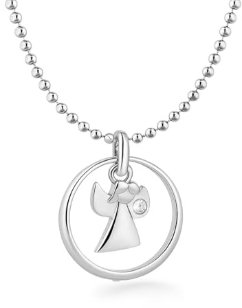 fish Kette Taufe Mädchen/Junge Silber/Gold Taufring Schutzengel Engel-Anhänger Halskette Kinder-Schmuck Tauf-Geschenk Geburt Tasche Karte und Geschenkbox Geschenk