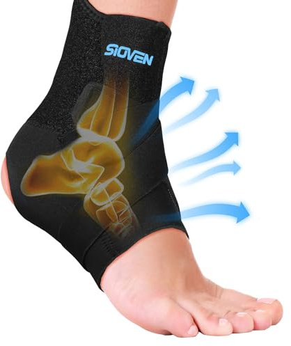 Sioven Ankle Support Brace for Sprained Ankle & Ligament Damage, Sports Protect, Plantar Fasciitis, Achilles tendonitis, Injury Recovery, Adjustable Ankle Brace Wrap Strap for Men and Women (L)