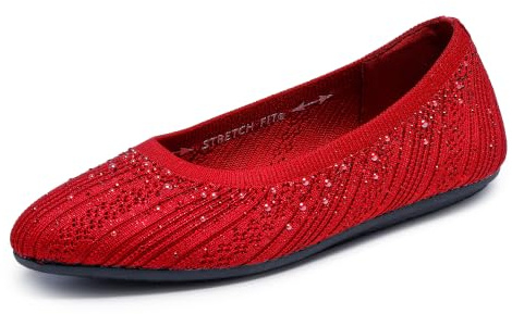 Skechers Cleo 2.0 Glitzy Daze Bailarinas para Mujer, Rojo -, 38 EU