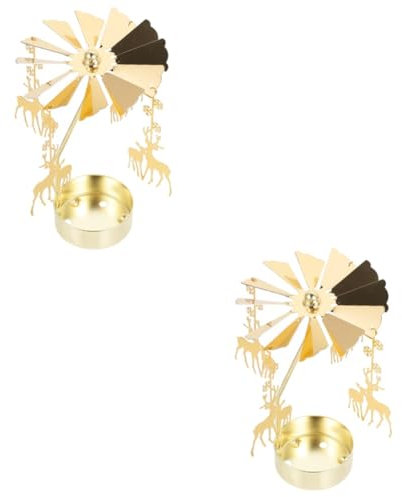 Alipis 2stücke Rotierender Kerzenhalter Mit Elch-Design Weihnachtsdeko Für Romantische Anlässe Goldfarbener Teelichthalter Für Festlichkeiten Und Kreative Raumgestaltung
