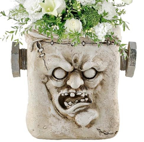 Zuasdvnk Gesicht Pflanzer Töpfe Kopf, Harz Pflanzer - Geisterclown-Kopf-Harz-Übertopf | Halloween Horror Gesicht Blumentopf Kopf Pflanzgefäß, Gartenskulpturen Statuen Dekorationen