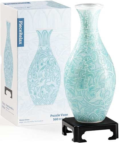 PieceRelax 3D Pussel Blomvas - Winter Grace [S1043], med 160 Högkvalitativa Plastpusselbitar, en Fantastisk Presentidé för Stilfull Heminredning