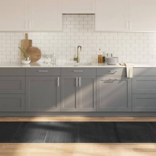 Homgoday Wohnzimmerteppich, rechteckiger Teppich, grau, 80 x 300 cm, aus Bambus, Teppich für die Küche, Läufer für Flur, Teppiche für Schlafzimmer