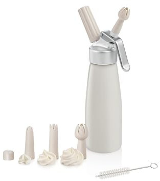 Tescoma 630546 Sifone per panna montata 0,5 litri, Alluminio, con 3 beccucci decoratori, linea Delícia