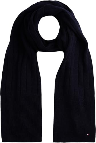 Tommy Hilfiger Écharpe Femme Flag Fluffy Côtelée, Bleu (Space Blue), Taille Unique