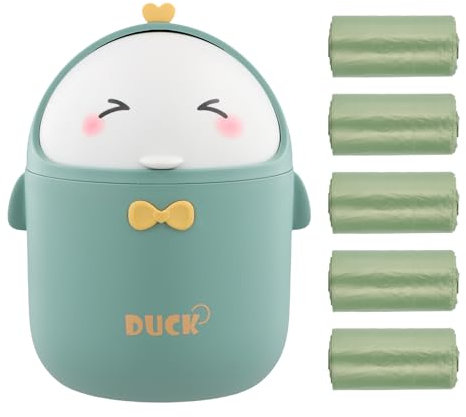 PTJJXA Pattumiera da Tavolo Piccola, Cestino da Scrivania con Coperchio, Mini Spazzatura, Pattumiera da Scrivania Portatile, Secchio per Scrivania, Mini Garbage Bin Cute per Bagno, Salotto, Cucina