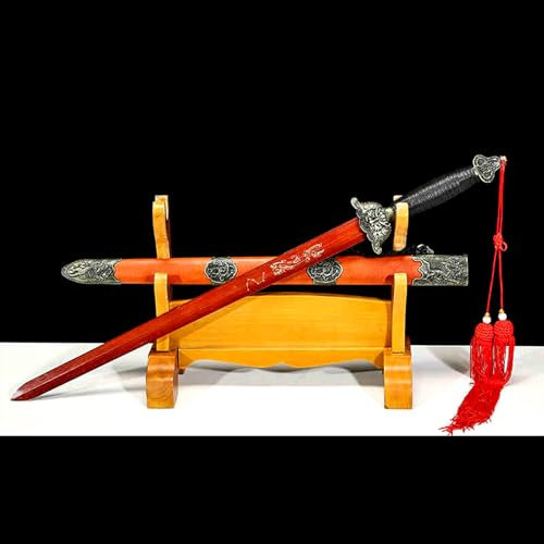 HJHUUA Handgefertigtes Bokken,gerades Schwert aus natürlichem Pfirsichholz,chinesisches Holzschwert für Kampfsport,Tai Chi,Stadthaus,Dekoration,Cosplay,Geschenk – 103 cm/81 cm