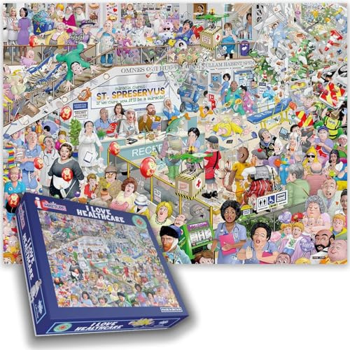 I Love Healthcare – A Hilariously Funny Chaotic 1000 Piece Jigsaw Puzzle by Mike Jupp For Adults Size 50 x 66 CM