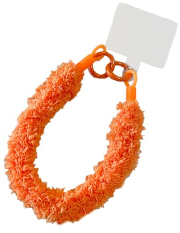 Anevous Plüsch Handyanhänger, Kurz Handykette, Handykette Handgelenk, Handy Schlüsselband, Lanyard Handykette, Handschlaufe für Handyhülle Kette Lanyard Schmuck,Orange