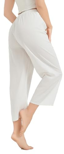 BEAUTELICATE Pantaloni a Pantalon da Donna, Stile Vittoriano, in Cotone Pur, con Sottogonna, Sottoveste, Gonna a Culotte con Pizzo, Leggera, Ampia, Estiva, Lunga e Corta, Nero, Bianco, L