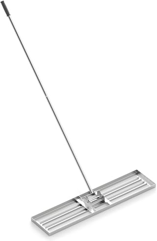 GYMAX Rastrello Livellatore per Terra, Spatola per Prato, Leggero e Portatile, Facile Montare, Impugnatura Antiscivolo, per Giardini, Cortili, Fattorie Prati, Verde (Argenteo-L)