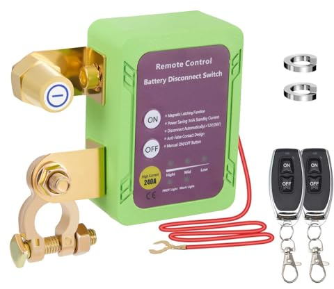 Drahtlose Ferngesteuerter Auto Trennschalter,12V Batterie Trennschalter 240A, Auto mit LED-Spannungsanzeige,automatische Abschaltung Schalter für Auto, RV, ATV, LKW