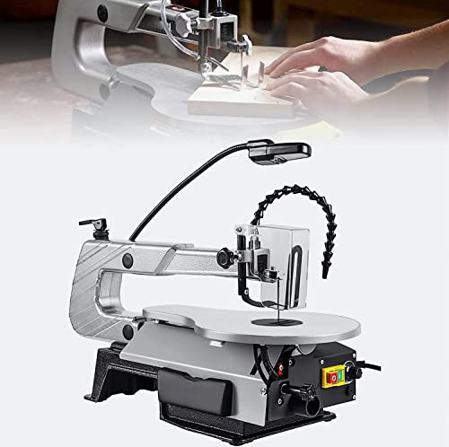 FBJAMZ Sega da traforo da Tavolo, Sega da traforo a velocità variabile a Due direzioni, con Luce da Lavoro, Macchina per Il Taglio del Legno, per la Lavorazione del Legno (20toothsaw)