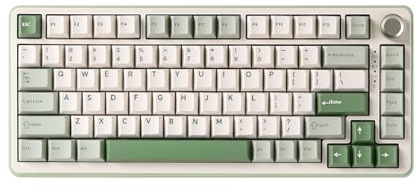 YUNZII B75 PRO Wireless Mechanical Keyboard,75% Gaming Keyboard Gasket Hot Swap Custom Keyboard with Knob,Pre-lubed Switches RGB,Bluetooth/Type-C/2.4G (Matcha Green, Milk Switch)