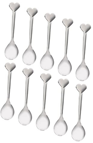 ZUNOXAZ 10 pezzi Cucchiai Acciaio Inossidabile Forma Cucchiai da Dessert e Agitatore per Tè per Torte Facili da Lavare e Pratici per La Casa
