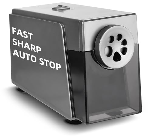 ZMOL Heavy Duty Electric Pencil Sharpener for Classroom, 6 Holes, Stronger Helical Blade, Auto Stop,Plug in, Suitable for 6-12mm No.2/Colored Pencils, Teachers,School & Home, Silver