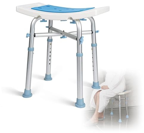 Justerbar duschpall, duschpall för äldre, lätt halkfri badpall med gummiben, 150 kg, aluminium, för äldre och personer med funktionshinder