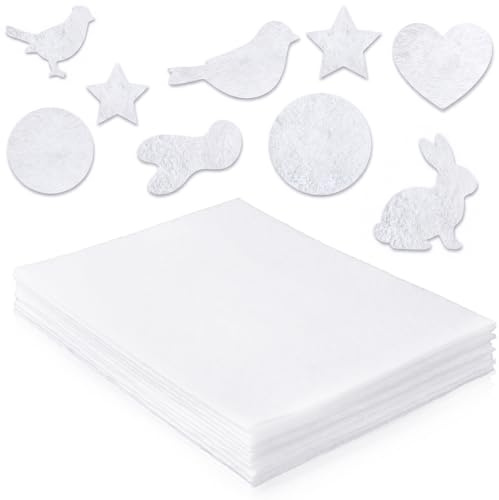 10 Pcs ''11.8x7.87 White Felt Sheets, Soft White Felt Fabric, Christmas Valentine's Day Fabric Felts for Crafts, DIY Patchwork Sewing School Projects Decoration