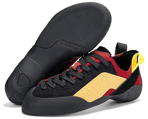 Rock Climbing Shoes for Men - Rock Climbing and Boulder Shoes for Indoor Outdoor - Women Durable Rubber Climbing Shoe (Black red,9.5)