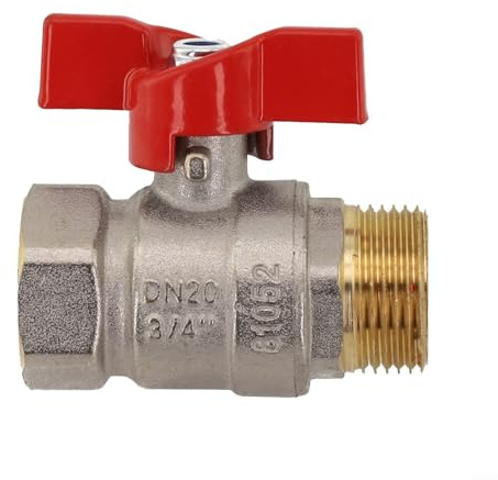 Heavy Duty Brass Garden Hose Shut Off Valve, 3/4 Inch Full Flow Ball Valve with Swivel Fitting and Rubber Lever for Maximum Water Pressure, Compatible with US