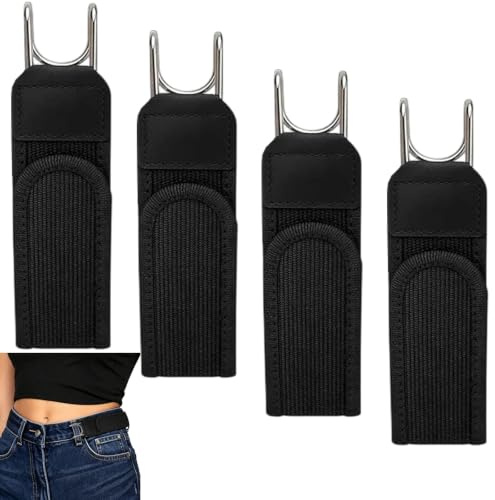 XILEPINGAN 4 Pièces Ceinture Sans Boucle Invisible, Ceinture Sans Boucle Homme et Femme, Idéale pour Bureau, Sport, Voya