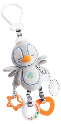 Xinsheinelry Cartoon Plush Animal Infant Crib Mobile Toy with Gentle Rattle Sounds Texture Teether for Newborns Nursery Bedding Decors Baby Mobile Plush Toy
