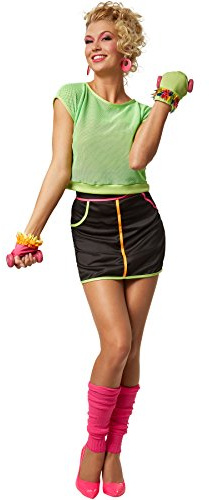 dressforfun Frauenkostüm Funky | Fünfteiliges Komplettkostüm in flippigen Neonfarben der 90er (L | no. 301689)