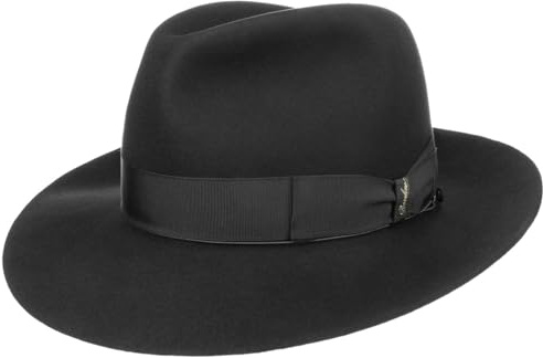 Borsalino Sombrero Bogart Borde Ancho bogartfedora (59 cm - Negro)
