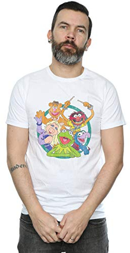 Disney Men's The Muppets Group Circle T-Shirt White X-Large