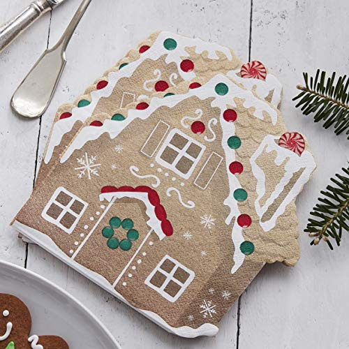 Ginger Ray LS-503 Paper Napkins 16 Pack Let It Snow, Papier, Braun/Kraftpapier