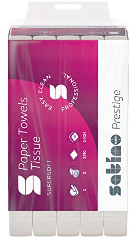 Satino by WEPA Prestige Handtuchpapier Format Tissue 2-lagig I ZickZack Falz I weiß I 25x150 Blatt I PT2 I 275000 I Papierhandtücher