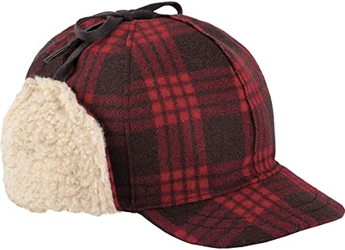 Stormy Kromer Snowdrift Cap - Isolierte Wollmütze Wintermütze mit Ohrenklappen, Schwarz-Rot Schottenkaro, large