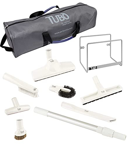 AERTECNICA Tubò Star AP244T Kit complet de brosses universelles Ø32 pour aspirateur centralisé avec rallonge télescopique en aluminium léger, 7 brosses, crochet pour tuyau et sac