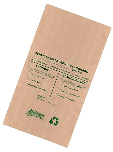 250 Bolsas de lavandería Eco desechables| Bolsa biodegradable y de material reciclado | Servicio lavado y planchado para hoteles| 100% Ecofriendly | Varios idiomas