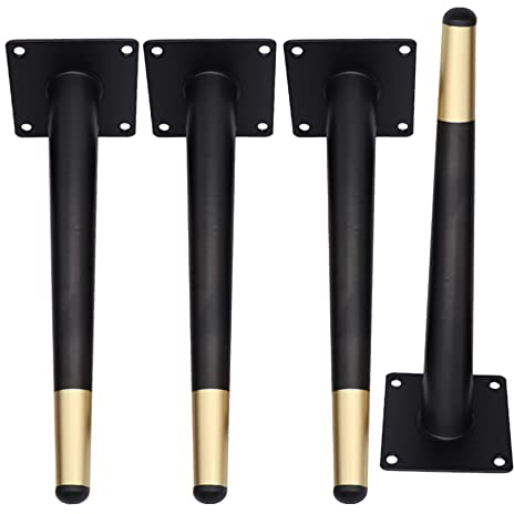 Möbelfüße Sofafuss Gerader Kegel Tischbeine Schrankbeine Sockelfuß Metall Möbelbeine Möbelfüsse Für Schrank Sofa Stuhl Couchtisch Tische Schränke Couch 4 Stück,10-72cm Hoch (65cm/25.6in,Black+Gold)