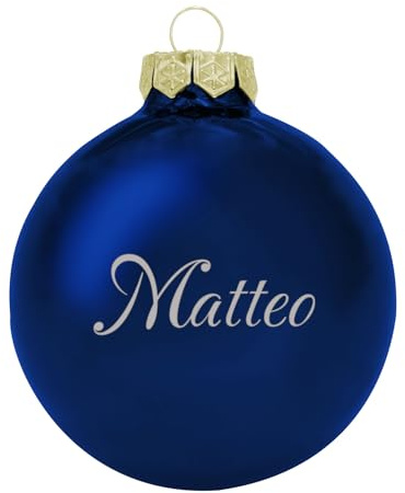 Deitert Weihnachtskugel mit Wunschtext Gravur, Ø 8cm, personalisierte Christbaumkugel aus Glas (glänzend), Individueller Weihnachtsbaumschmuck Namen oder Spruch, Wunschtext, blau