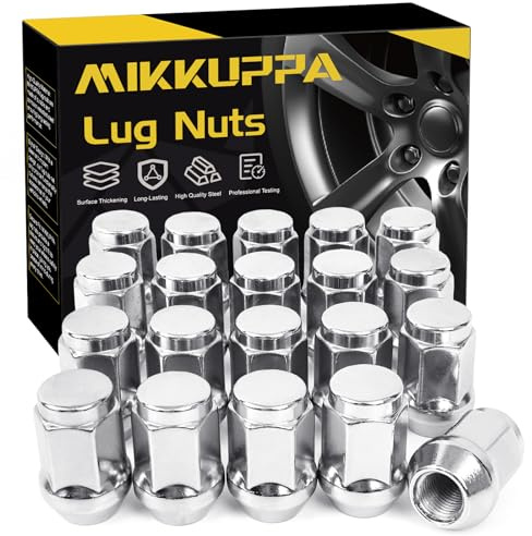 MIKKUPPA M12x1.5 Wheel Lug Nuts, Replacement for 2006-2017 Jeep Compass, 2007-2017 Patriot, 2010-2019 Chevy Cruze, 2016-2024 Malibu Aftermarket Wheel, 1.38 Height Chrome 20PCS Closed End Tire Nuts ﻿
