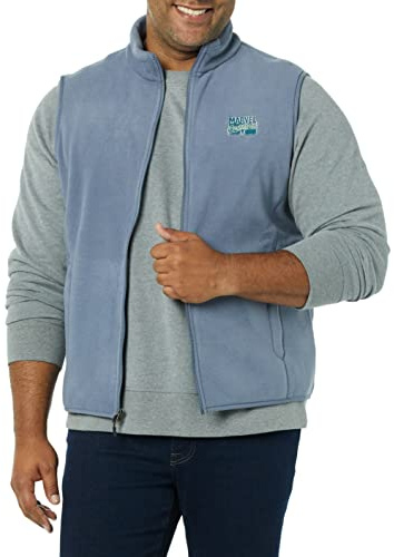 Amazon Essentials Disney | Marvel | Star Wars Gilet in Pile Uomo, Marvel Comic Logo, L