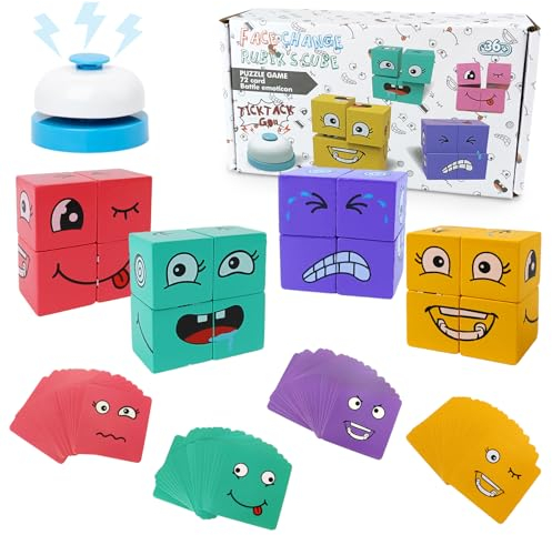 Holzwürfel Puzzle,Montessori Interaktion Spielzeug,Bunte Zauberwürfel Baustein Spielzeug Pädagogisches Montessori Spielzeug für Kinder ab 3 Jahren,Interaktion Spielzeug Holz Matching Game