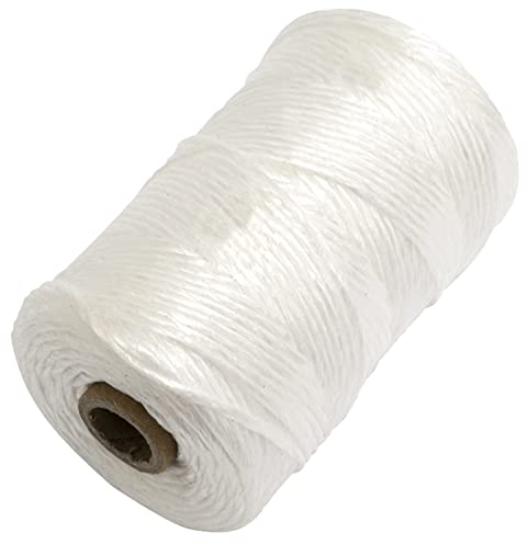 AERZETIX - C65325 - Corda/spago di imballaggio manuale 200 m Ø2.5mm - in polipropilene - lavori di costruzione casa giardinaggio muratura mattone blocchi cemento cordone rotolo - colore bianco