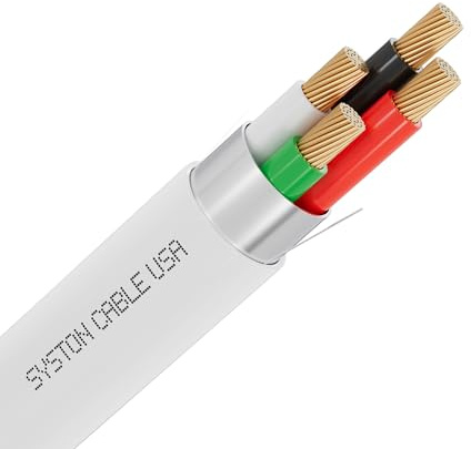 SYSTON 18/4 Fire Security Burglar Station Sound Alarm Control Cable Wire, Plenum-Rated CMP/CL3P Shielded 100% Copper Stranded UL/ETL,UV Resistant RoHS for Indoor/Outdoor Low Voltage Applications Use