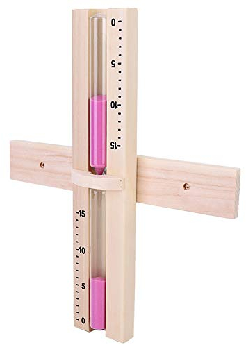 PUNELE 15 Minuten Saunaraum-Sanduhr, Glas-Timer, Wandmontierte Sanduhr aus Holz mit Rosa Sand