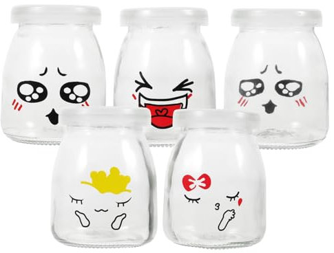 Ciieeo 5pièces Pot De Yaourt Verre Coupes à Dessert Verre Pots De Lait Gelée s Motif Aléatoire
