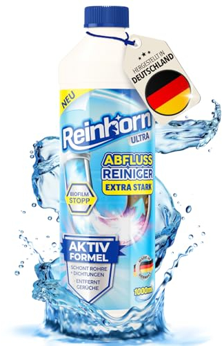 REINHORN Abflussreiniger Extra Stark - löst Haare 100% auf - Sofort Frei Aktivformel - Premium Spezial Rohrreiniger 1000ml Vorteilspack schont das Abfluss Rohr und pflegt Dichtungen (1 x 1000ml)