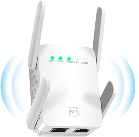 E-Z WRAPS Wifi Booster, Signal Wifi extender for Home by 4 Super Antennas, 2.4Ghz Amplifier Wireless Repeater with Internet Ethernet Port,Coverage up to 8960Sq.ft Work with 99% WiFi Routers