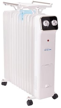 PURLINE | Radiador de Aceite 2800W Bajo Consumo, Termostato Ajustable, 3 Niveles de Potencia - Radiador Humidificador y Tendedero Integrados