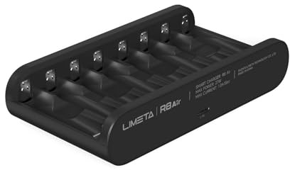 LIMETA R8Air 8-Slot Smart Akku Ladegerät Wiederaufladbarer AA AAA Haushalts-Batterieladegerät für NI-MH Li-ion LiFePO4 Type-C Unabhängiger Steckplatz Schnellladung