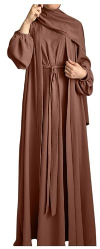 HOOUDO Womens Prayer Dress Turkish Loose Fit Muslim Dress Muslim Outfits Satin Tasbih Hijab Dress Soft Jilbab Burqa Ramadan Clothes