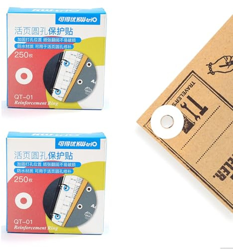 1000 etiquetas adhesivas de refuerzo de agujeros de papel de hojas sueltas, impermeables, autoadhesivas, para oficina, escuela, hogar
