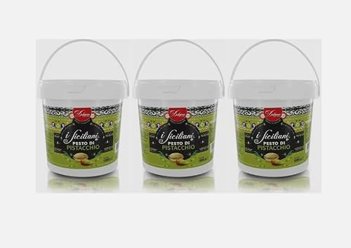I Siciliani Pesto di Pistacchio, Crema Spalmabile Premium, Set da 3 Barattoli da 1kg, Prodotto Italiano